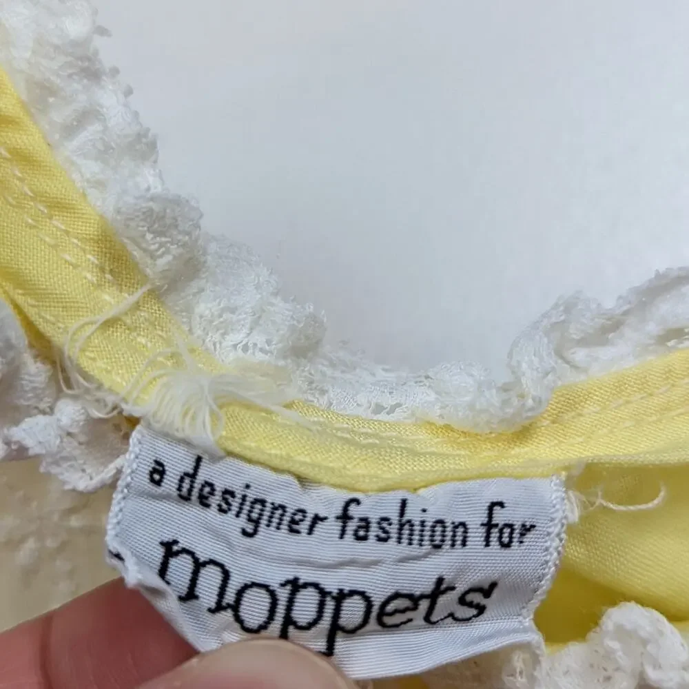Vintage Moppets Dress Girls Sz 5T 50s/60s Yellow Eyelet Sundress